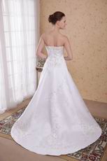 Strapless Embroidery Ivory Church Wedding Dress For 2014 Bride