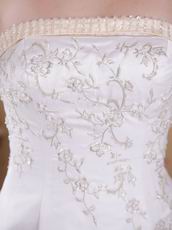 Strapless Embroidery Ivory Church Wedding Dress For 2014 Bride