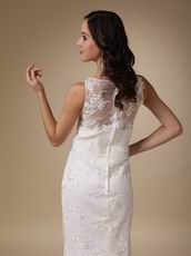 Beautiful V-neck Custom Made Lace Wedding Dress Slender