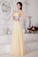 Straps Halter Yellow Formal Evening Dress For Juniors