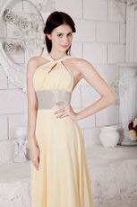 Straps Halter Yellow Formal Evening Dress For Juniors