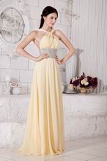 Straps Halter Yellow Formal Evening Dress For Juniors