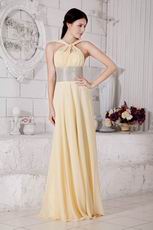 Straps Halter Yellow Formal Evening Dress For Juniors