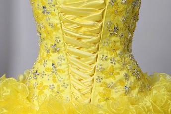 Light Yellow Corset Back Ruffles Skirt Quiceanera Dress