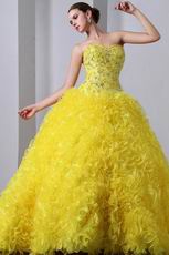 Light Yellow Corset Back Ruffles Skirt Quiceanera Dress