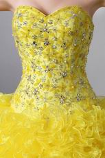 Light Yellow Corset Back Ruffles Skirt Quiceanera Dress