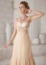 Beaded Sweetheart A-line Court Train Champagne Prom Dress