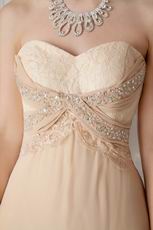 Beaded Sweetheart A-line Court Train Champagne Prom Dress