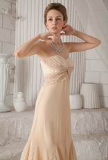 Beaded Sweetheart A-line Court Train Champagne Prom Dress