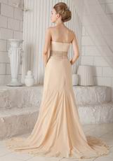 Beaded Sweetheart A-line Court Train Champagne Prom Dress