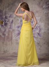 Top Designer 2014 Yellow Dress With One Shoulder Long Skirt