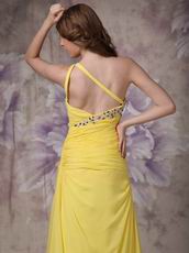 Top Designer 2014 Yellow Dress With One Shoulder Long Skirt