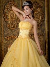 Strapless Yellow Floor Length Skirt Nice Quinceanera Dress