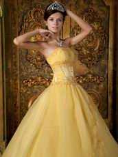 Strapless Yellow Floor Length Skirt Nice Quinceanera Dress