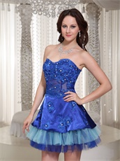 Stylish Royal Blue and Sky Blue 3 Layers Prom Dress Lucid Basque Waist