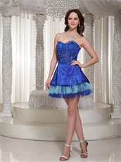 Stylish Royal Blue and Sky Blue 3 Layers Prom Dress Lucid Basque Waist