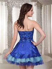 Stylish Royal Blue and Sky Blue 3 Layers Prom Dress Lucid Basque Waist