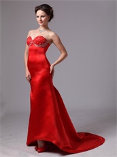 Ankle Front Brush Train High Low Red Mother Of Bride Dress Mermaid