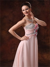 Blush Pink Chiffon Sweetheart Prom / Pagent Dress With Colorful Flowers