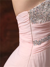 Blush Pink Chiffon Sweetheart Prom / Pagent Dress With Colorful Flowers