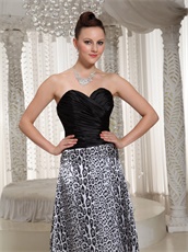 Sweetheart Black and Leopard Printed Special Fabric Prom Dress Not Expensive