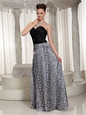 Sweetheart Black and Leopard Printed Special Fabric Prom Dress Not Expensive