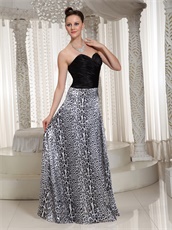 Sweetheart Black and Leopard Printed Special Fabric Prom Dress Not Expensive