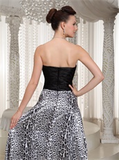 Sweetheart Black and Leopard Printed Special Fabric Prom Dress Not Expensive