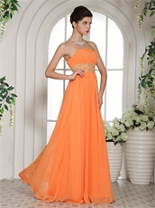 Bright Orange Chiffon Gold Detail Long Skirt Ready For Lady Prom Evening Wear