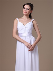 Affordable Straps Crossed Ruching White Chiffon Prom Dress With Belt