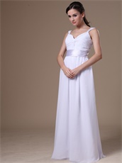 Affordable Straps Crossed Ruching White Chiffon Prom Dress With Belt