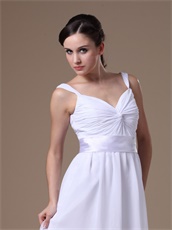 Affordable Straps Crossed Ruching White Chiffon Prom Dress With Belt