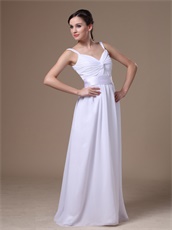 Affordable Straps Crossed Ruching White Chiffon Prom Dress With Belt