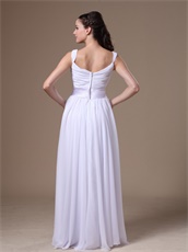 Affordable Straps Crossed Ruching White Chiffon Prom Dress With Belt