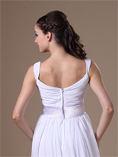 Affordable Straps Crossed Ruching White Chiffon Prom Dress With Belt