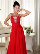 Modest Scoop Brush Train Red Spring Prom Dress For Christmas Wear