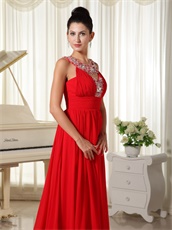 Modest Scoop Brush Train Red Spring Prom Dress For Christmas Wear