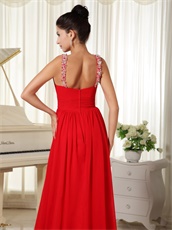 Modest Scoop Brush Train Red Spring Prom Dress For Christmas Wear