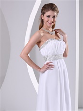 Strapless White Chiffon Empire Waist Prom Dress Wedding Guest Wear