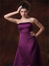 Particular Strapless A-line Purple Evening Dress With Back Ruffles Detials