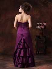 Particular Strapless A-line Purple Evening Dress With Back Ruffles Detials