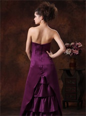 Particular Strapless A-line Purple Evening Dress With Back Ruffles Detials