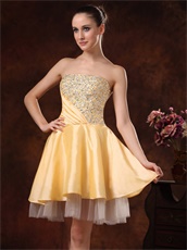 Beauty And The Beast Yellow Theme Short Prom Dress With Beading 