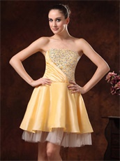 Beauty And The Beast Yellow Theme Short Prom Dress With Beading 