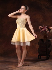 Beauty And The Beast Yellow Theme Short Prom Dress With Beading 