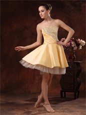 Beauty And The Beast Yellow Theme Short Prom Dress With Beading 