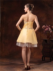 Beauty And The Beast Yellow Theme Short Prom Dress With Beading 