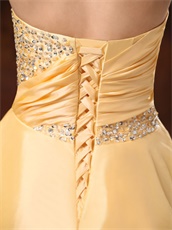 Beauty And The Beast Yellow Theme Short Prom Dress With Beading 