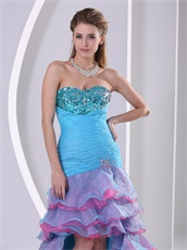 Attractive Layers Skirt High-low Colorful Prom Dress Runway Pageant Wear