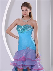 Attractive Layers Skirt High-low Colorful Prom Dress Runway Pageant Wear